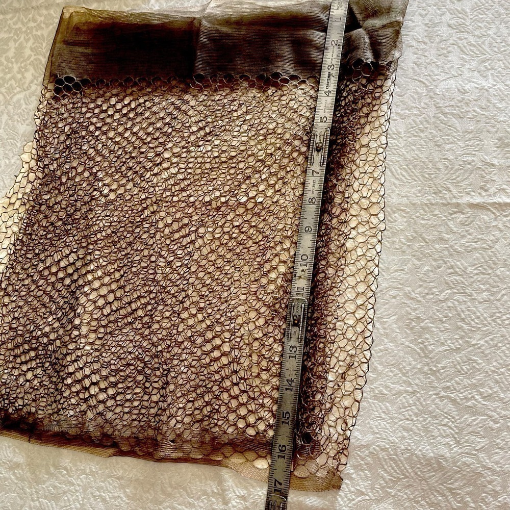 Vintage 1940s Veil 17” x 50” Rare Net Deadstock Hat Trim Millinery Brown Hairnet - Picture 6 of 12